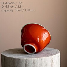 Stunning Color, Orange Red Gongfu Tea Cup with Celadon Inside, 50ML, Gift Idea picture