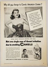 1952 Print Ad Camel Cigarettes Movie Actress Maureen O'Hara Enjoying a Smoke picture