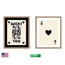 Poster Master 2-Piece Vintage Minimalist Poster - Queen of Hearts, Ace, Lucky picture