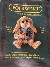Vintage 1995 Boyd’s Bears & Friends FolkWear Bunny Rabbit Easter Spring Brooch picture