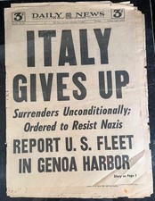 Original Sept 9 1943 NY Daily News Complete Paper Italy Gives Up (WWII) picture