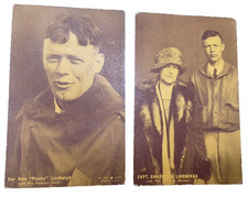 Capt Charles Lindberg & Mother Vtg 1927 Arcade Postcards Plucky Exhibit Lot of 2 picture