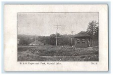 c1910 B&S Depot Station Park Crystal Lake Adirondacks New York NY Postcard picture