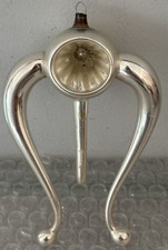 Vintage German Mercury Glass Reflector Indent Harp Ornament 4.75