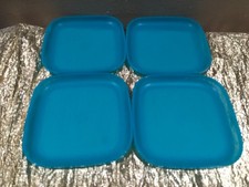New Set 4 Beautiful Tupperware Luncheon Plates 8” Square Raised Sides picture