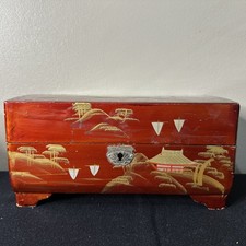 VINTAGE 50-60's JAPANESE LACQUER MUSIC BOX DANCING MALE~FEMALE IS MISSING picture