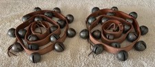 34 Antique Swedish Solid Brass Crotal Sleigh Bells Smooth Slot Screw Back 2 x 17 picture