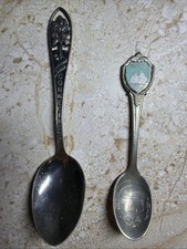 Lot of 2 Vintage Connecticut Souvenir Spoons Mystic Seaport Charter Oak picture
