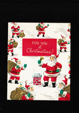 Vintage Christmas Greeting Card Waving Santa Multiple Images USA NOS picture