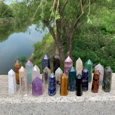 22pcs A LOT Natural  quartz obelisk crystal WAND point healing random picture