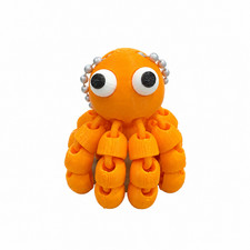 3D Printed Orange Octopus Keychain Articulated Flexi Fidget Toy Bag Charm Gift picture