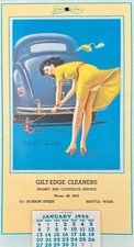 1946 Art Frahm Double Trouble Pin Up Calendar Seattle WA Gilt Edge Cleaners picture