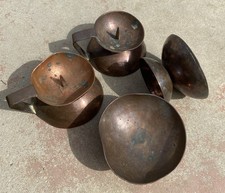 Vintage Antique Copper Candle Holders Chambersticks & Hand Hammered Bowls Lot picture