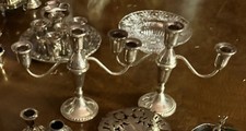 Pair Gorham Sterling Silver Weighted 3-Light Candelabra Convertible picture