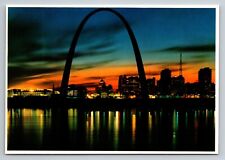 The Gateway Memorial Arch Sunset St. Louis Missouri Vintage Unposted Postcard picture