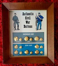 Vintage Authentic Civil War Gold Buttons Union Confederate Army Framed Shadowbox picture