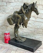 Signed Miguel Lopez Lady Godiva also Know as Godgifue Bronze Sculpture Statue NR picture