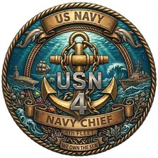 US Navy 4th Fleet Chief Military Ballcap - USN Prior Service Trucker Cap picture