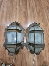 Pair Of Vtg Mexican Tin Wall Sconce circa 1930s SCONCE ELECTRICAL LIGHT picture