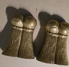 Pair Of Vintage Hollywood Regency Brass Ceramic Bookends Also Used As Doorstops picture