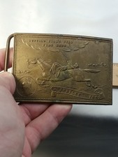 Vtg Buffalo Bill Wild West Brass Belt Buckle Early Sand Cast Official Souvenir picture