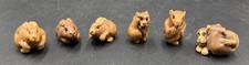 Vtg. Traditional,signed Japanese Netsukes- hand carved BOXWOOD animal figurines  picture