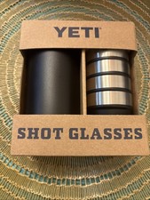 YETI Shot Glasses S/4 with Carrying Case - Black- NEW in Box picture