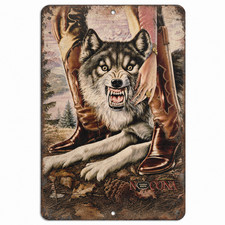 Nocona Boots Vintage Metal Sign Wolf Cowboy Classic Ad Replica - 3 Sizes picture