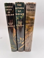 Vtg Tarzan Edgar Rice Burroughs Series (3) hardcover books with dust covers picture