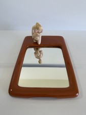 MINT Vintage 1970’s Enesco Japan Porcelain Vanity Mirror Tray Naked Woman MCM picture