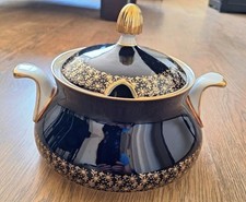 Vintage Weimar Echt Harmonie Kobalt Soup Tureen Soup Bowl Golg on Blue GDR 70th picture
