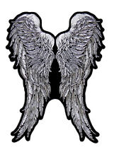 ANGEL WING FEATHERS EMBROIDERED 11 INCH IRON ON MC BIKER PATCH picture