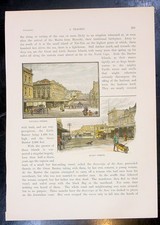 1889 Cassells Original Antique Print a View Victoria & Queen St, Auckland NZ picture