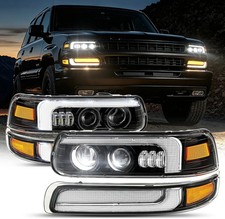 LED Headlights Assembly for 1999-2002 Chevy Silverado 1500 2500, 2001-2002 Silve picture