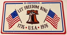 1776 1976 Bicentennial Let Freedom Ring License Plate Liberty Bell PLASTIC picture