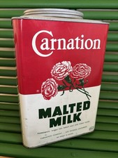 Beautiful Vintage Carnation Malted Milk 10 LB Storage Container Tin picture