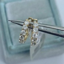 2.00Ct Lab Created Diamond Small Huggie Hoop Earrings 14K Yellow Gold Plated picture