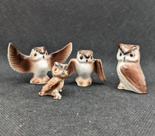 Set of 4 Vintage porcelain bone china Owl Family Miniature picture