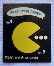 1980 FLEER #1 PAC-MAN WAKA WAKA *ROOKIE/1ST CARD* STICKER SERIES 1 NO EYES VG+ picture