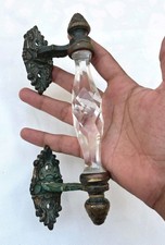 RARE VINTAGE BRASS CUT GLASS VICTORIAN ROYAL HANDLE COLLECTABLE picture
