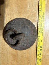 Antique Heavy Cast Iron Dome Weight w/ Lifting Ring Vintage Industrial Farm picture