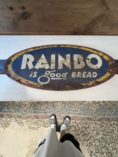 RARE Rainbo is Good Bread Door Push - Advertising Sign - country store picture