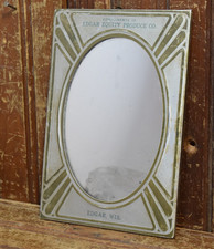 EDGAR PRODUCE ART NOUVEAU MIRROR SILVERED GLASS EMBOSSED TIN SIGN ANTIQUE 1910s picture