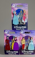 Disney Build-A-Pin Cinderella Glitter FULL SET  (3 Cards) NEW CARDED picture
