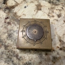 Vintage/Antique Small Brass Pillbox W/Clock Hands Time Reminder Pill Case picture