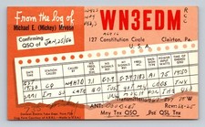 Ham Radio QSL/QSO WN3EDM WAHTO Clairton, PA 1956 SX-28 A.R.R.L. Vintage picture
