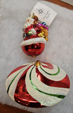 Vintage ﻿2004 CHRISTOPHER RADKO “Mint Swirl Santa” Ornament - needs repair picture