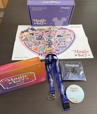Disneyland Resort Magic Key Souvenir Set w/ Map Lanyard Button Sticker Box 2021 picture