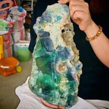 7.15 LB Natural Rainbow Fluorite Slab Reiki Healing Mineral Home Display Decor picture