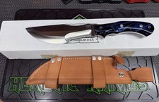 Bark River Knives Trakker Blue Cyclone Mesh Handle - A2 Fixed Blade w/ Sheath picture